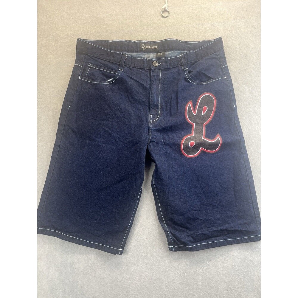 King Maker Baggy Shorts Mens 42 Denim Paint 2 L Wide Leg Hip Hop Retro Y2K VTG